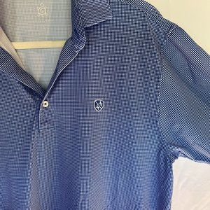 Blue and white herringbone Turtleson Medium Golf shirt